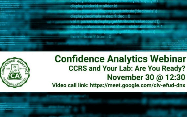 Confidence Analytics CCRS webinar will be held Nov. 30th at 12:30pm