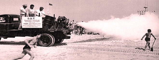 DDT being sprayed at a beach